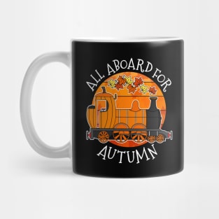 All Aboard For Autumn Steam Train Fall Thanksgiving Mug